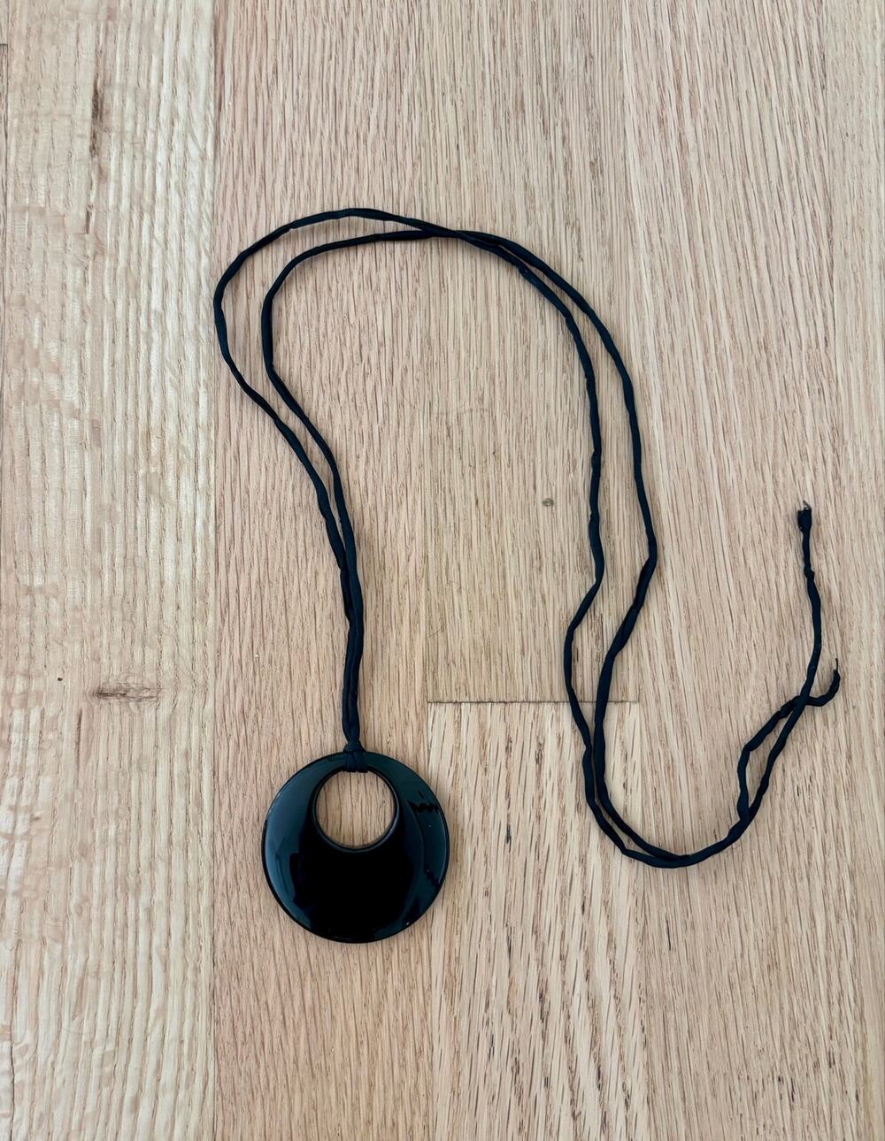 Handmade onyx silk cord necklace adjustable